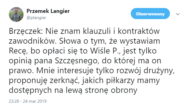 Brzęczek ODPOWIADA na zarzuty Macieja Szczęsnego ws. Recy